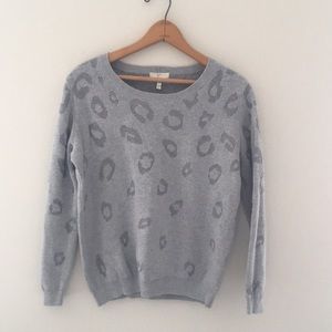 Joie Gray Leopard Print Sweater Medium